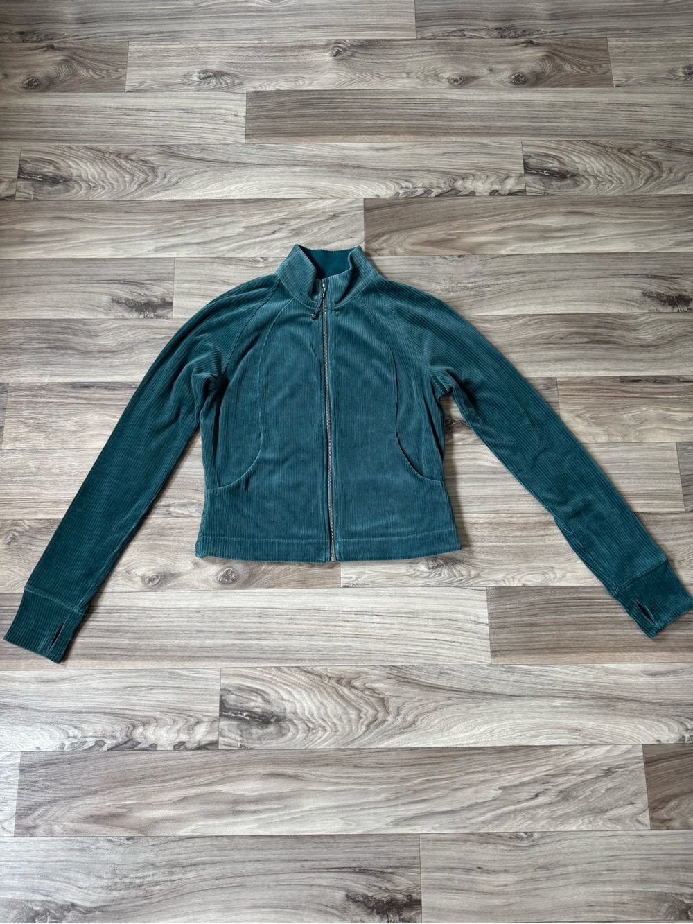 Lululemon Women's Scuba Track Jacket in Velvet Cord Storm Teal Size 8